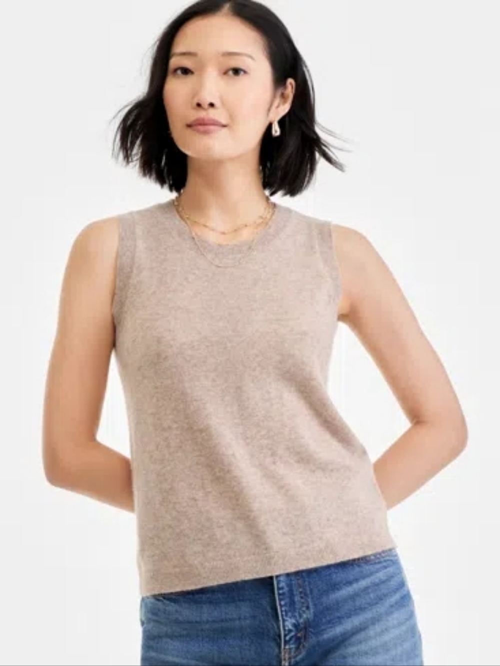 Charter Club Luxury Cashmere Sleeveless Crewneck Sweater